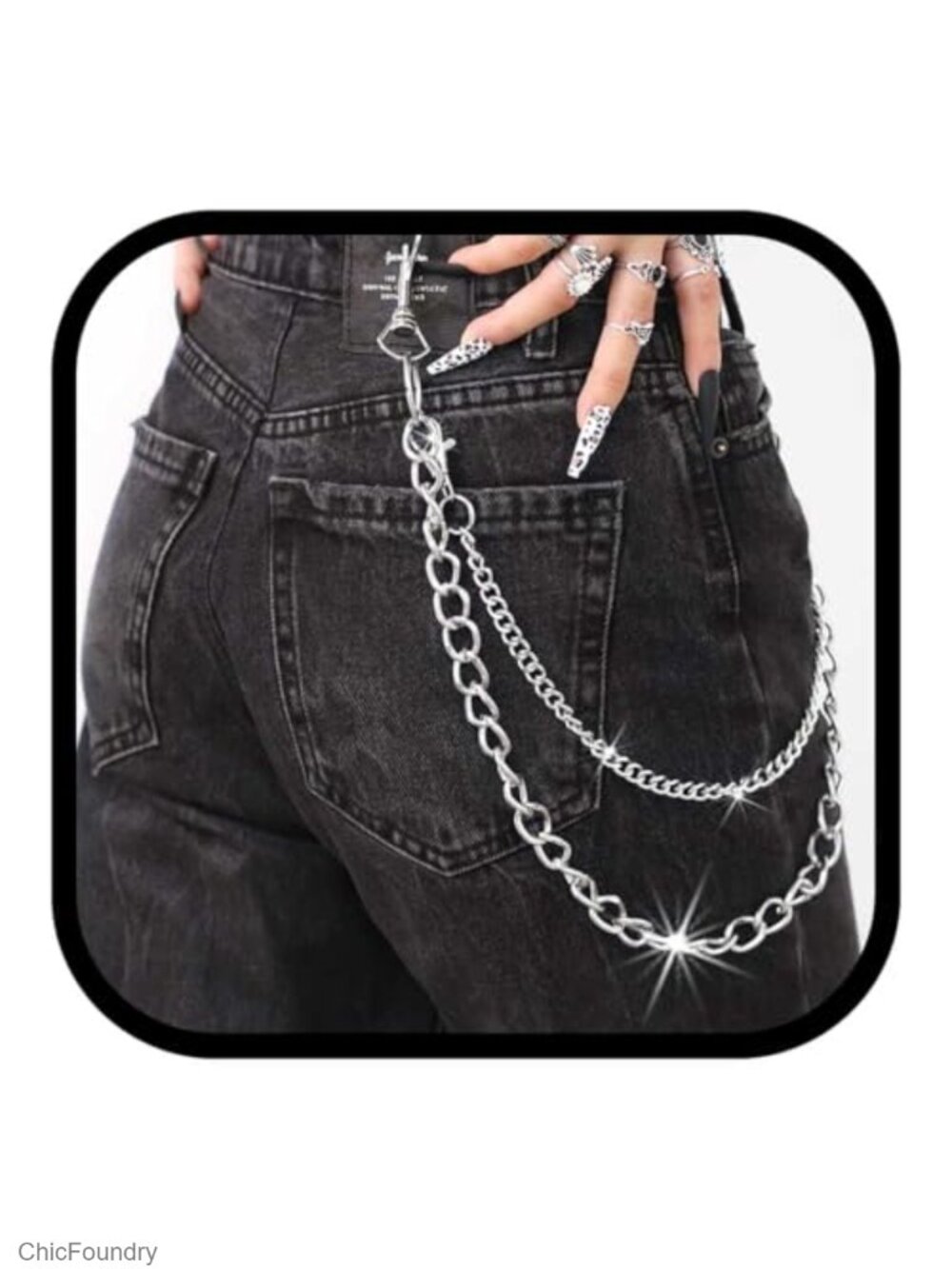 Layered Hip Hop Jean Chain Wallet Chain Mens Womens Punk Goth